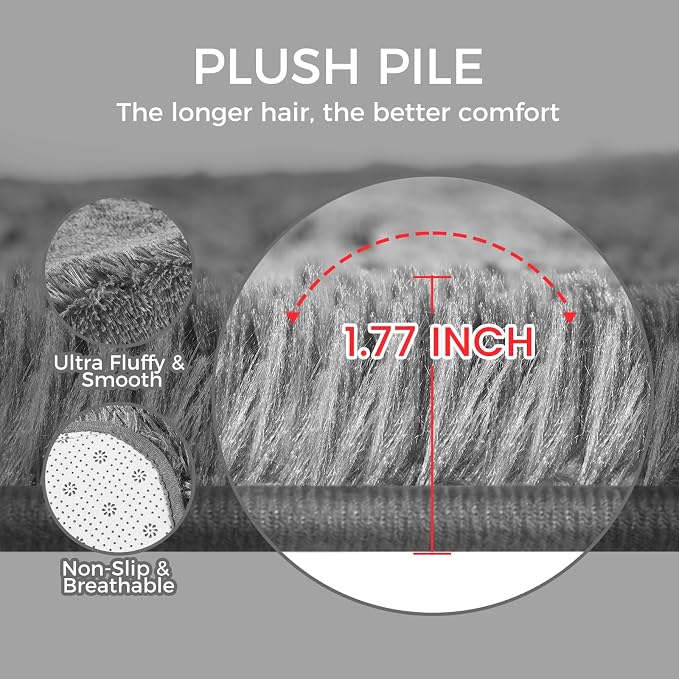 Ultra Soft Rug for Living Room, 4X6 Fluffy Shag Area Rug for Bedroom, Modern - Image 4