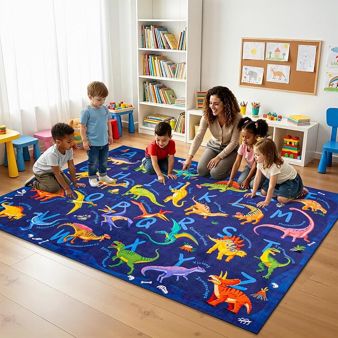 6x9 ABC Classroom Rug for Kids Playroom, Alphabet Rug - Image 2
