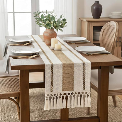Boho Table Runner with Tassels 12x60 Inch - Image 3