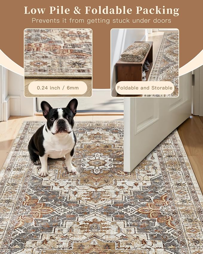 Madane Hallway Runner Rug 2'6''x12', Non Slip Vintage 12ft Runners - Image 7