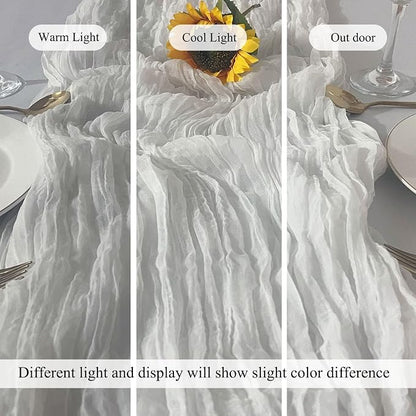 3Pack White Cheesecloth Table Runner 17x108inch Sheer White Table Runners | - Image 6
