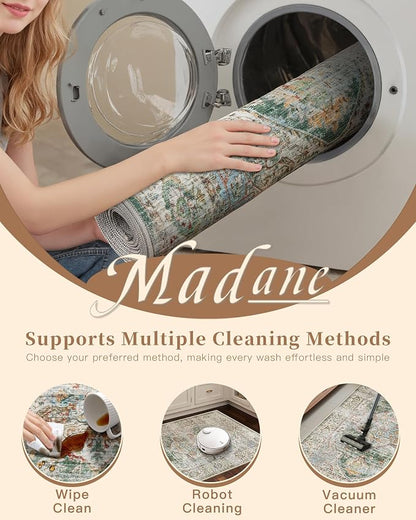 Madane Washable Area Rug 2x3, Small Entryway Rug Non-Slip Vintage Door Mat - Image 8