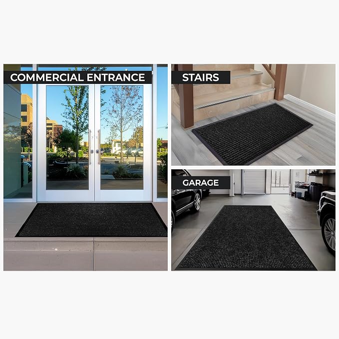 4 Pack Black Commercial Door Mat 3'x6' Heavy Duty Industrial Floor Mat - Image 6