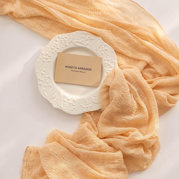6Pcs Deep Beige Cheesecloth Table Runner 120 Inches - Image 5