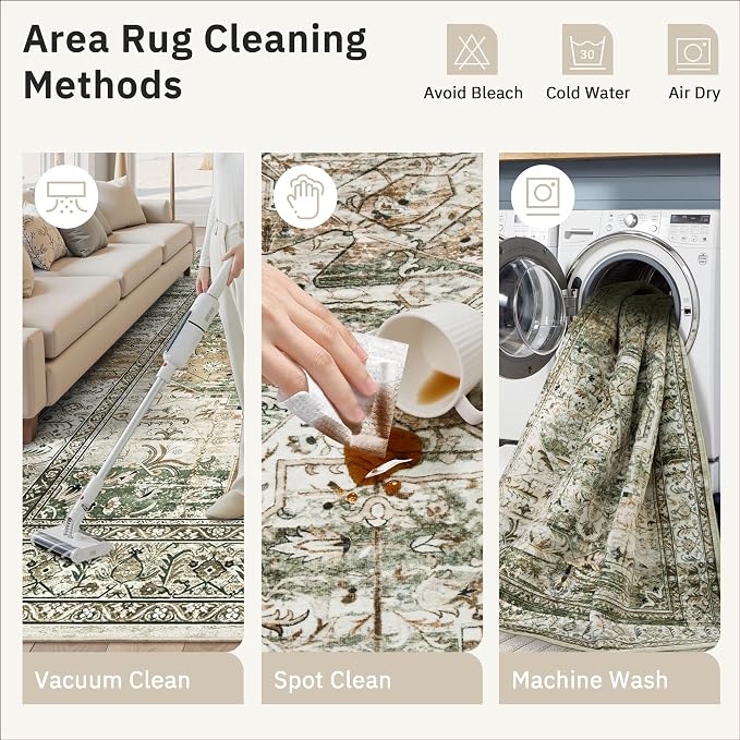 Soalmost 5x7 Area Rugs Low Pile Indoor Washable Trendy Faded Style Rugs - Image 5