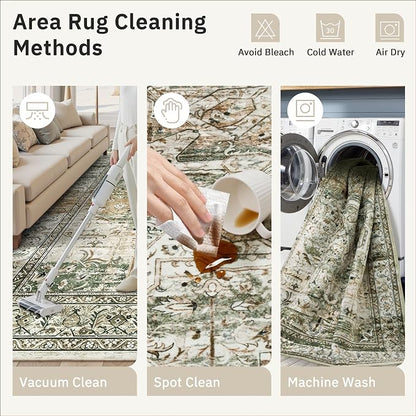 Soalmost 5x7 Area Rugs Low Pile Indoor Washable Trendy Faded Style Rugs - Image 5