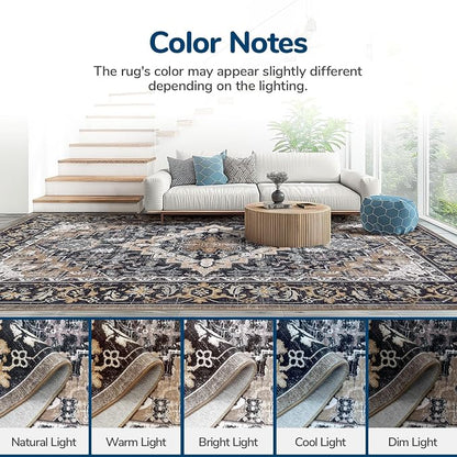 Lessymo Area Rugs 5x8, Machine Washable Area Rug, Super Soft Faux-Wool Area Rugs - Image 9