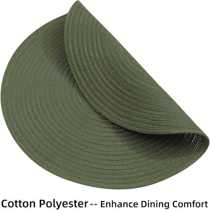 SHACOS Round Placemats Set of 8 Washable 15 inch Round Table Mats Cotton - Image 3