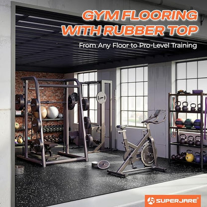 SUPERJARE 0.56'' Thick 6 Pcs 24 Sq Ft Rubber Top Exercise Equipment Mats - Image 8