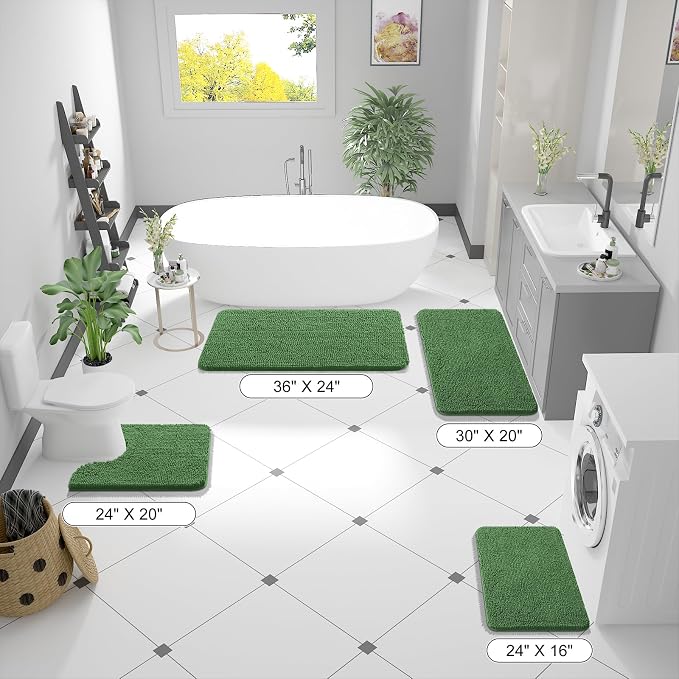 OLANLY Bathroom Runner Rugs 59x20, Soft Absorbent Chenille Bath Rugs, Rubber - Image 2