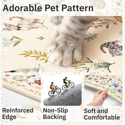 Soalmost 2x3 Cat Rugs for Entryway, Machine Washable Door Mat Animal Floral - Image 5