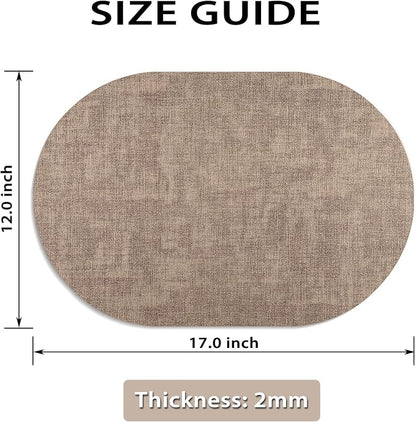 Placemats Set of 8 Non Slip, Heat Resistant Oval Faux Leather Place mats Double - Image 6