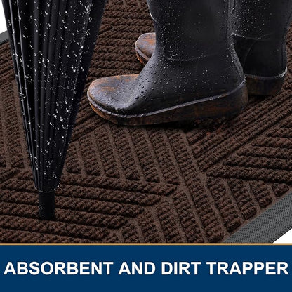Smiry Front Door Mat Outside Entrance, Heavy Duty Sturdy Natural Rubber Doormat - Image 3