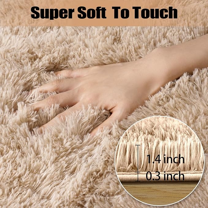 qulint 8x10 Area Rug for Living Room, Fluffy Shag Tan Rug for Bedroom Soft - Image 2