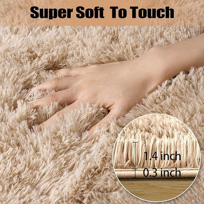 qulint Large Area Rug for Living Room 10x14, Soft Fluffy Tan Area Rug for - Image 3