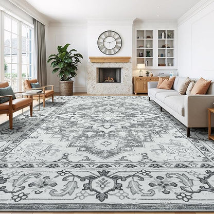 Lessymo Area Rugs 10 x 14 for Living Room, Washable Large Area Rugs Boho Faux by Lessymo