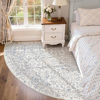 jinchan Zenith Corner Rug 6x6 Area Rug Floral Soft Aesthetic Rug Non-Slip Low - Image 9