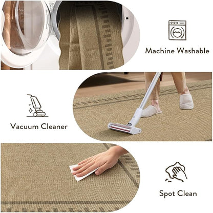 LIVEBOX Scalloped Washable 2x6 Runner Rug, Easy Jute Outdoor Rug Kitchen Tan - Image 6