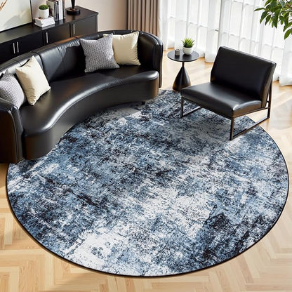 Rugflix Round Area Rugs 8Ft for Living Room, Washable Circle Rug by RugflixAreaRugs