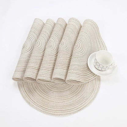 SHACOS Placemats Set of 8 Round Braided Place Mats 15 inch Washable Table Mats - Image 9