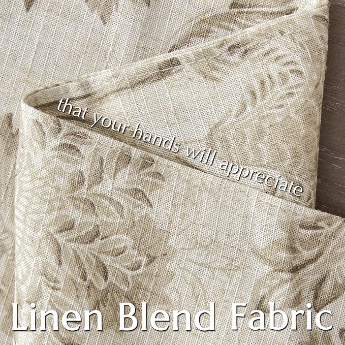 JINCHAN Sliva Linen Floral Placemats Set of 4 Farmhouse 13x19 Inch Taupe | - Image 4