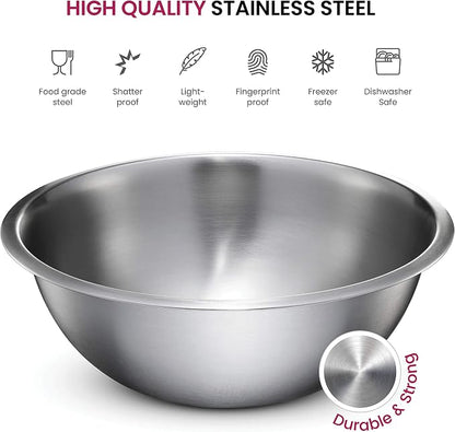 FineDine Stainless Steel Mixing Bowls Stainless Steel Mixing Bowl Set - Image 6