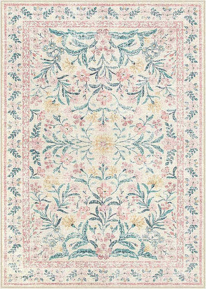 Wonnitar Pink Rugs for Nursery, 5x7 Washable Rug for Bedroom Girls, Boho Soft - Image 10