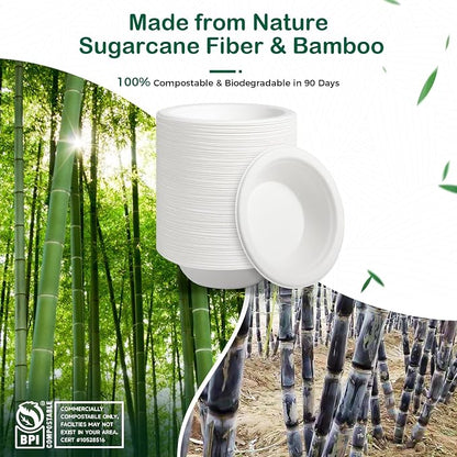 12 oz 128-Pack Compostable Soup Bowls, Disposable Paper Bowls - Image 5