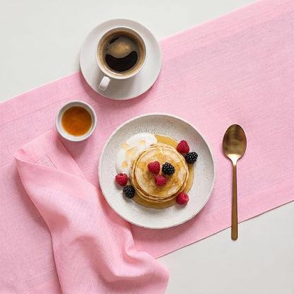 Solino Home 100% Pure Linen Table Runner Pink, Fete 14 x 132 Inch Long | Table - Image 3