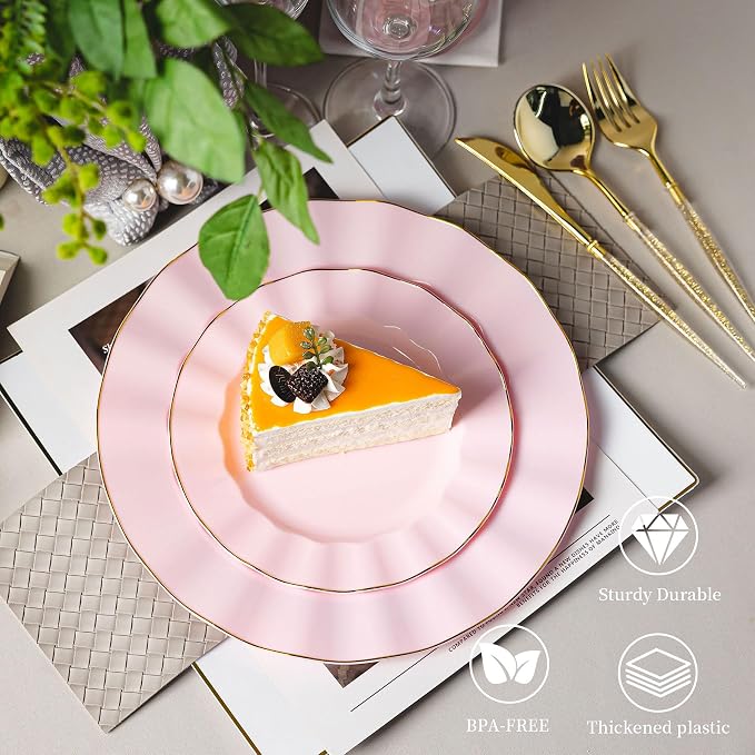 120PCS Pink Plastic Plates, Wavy Plates - Image 5