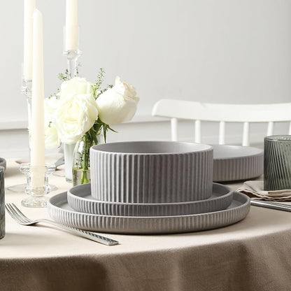 Stone Lain Haven Modern Stoneware 4 Piece Dinner Plates Sets, Dish Set - Image 3