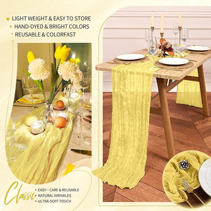 18 Pack Cheesecloth Table Runner 10FT Light Yellow Table Runner Boho Gauze - Image 5
