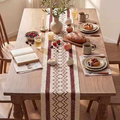 Artoid Mode Red Stripe Diamond Woven Table Runner 12x60 Inch | Holiday - Image 4
