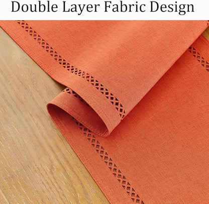 Orange Burlap Table Runner, Fall Table Runners 48 inches Long | Double Layer - Image 2
