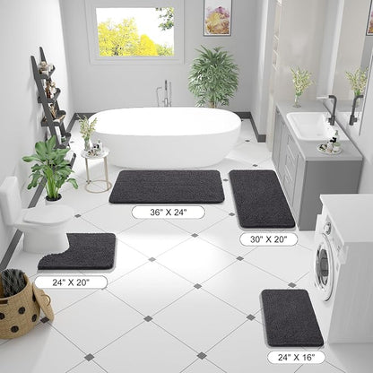 OLANLY Bathroom Runner Rugs 47x24, Soft Absorbent Chenille Bath Rugs, Rubber - Image 2