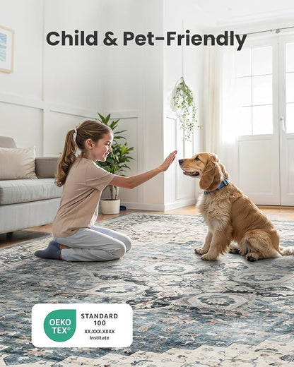 AMADA HOMEFURNISHING 10x14 Washable Area Rug, Low-Profile Large Area Rug - Image 3