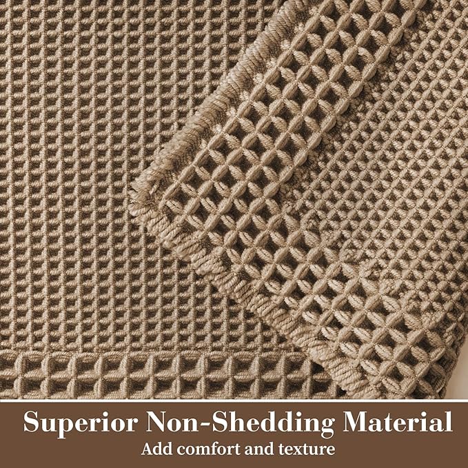 RESARE Waffle Bathroom Runner Rugs, Super Absorbent Bath Mat Non Slip Washable - Image 2