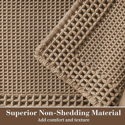 RESARE Waffle Bathroom Runner Rugs, Super Absorbent Bath Mat Non Slip Washable - Image 2