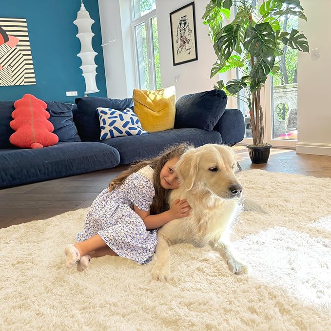OLANLY 3x5 Machine Washable Small Bedside Rug, Soft Fluffy Shaggy Rugs - Image 5