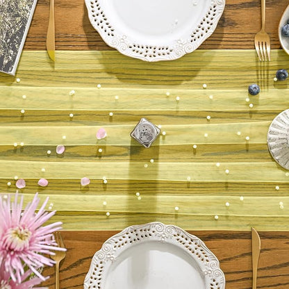 Artoid Mode Pearl Yellow Gauze Table Runner 120 Inch, Seasonal Sheer Dining - Image 3