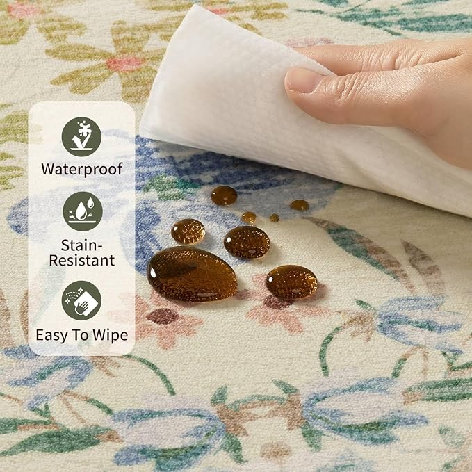 Rugxara Floral Rug for Living Room Bedroom(Green 2x5 - Image 8