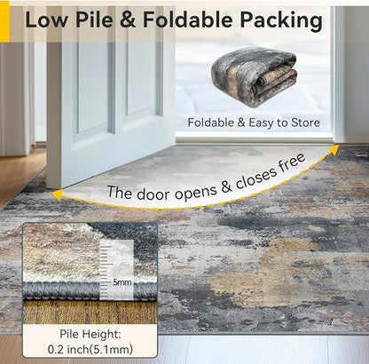 RELEANY Washable Area Rugs 9'x12' Non-Slip Modern Abstract Soft - Image 6