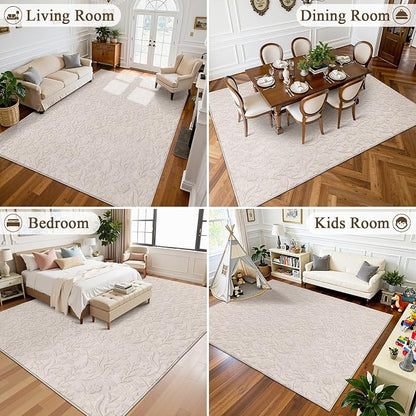 Vaukki 6x9 Area Rug for Living Room, Soft Fluffy Washable Modern Floral Indoor - Image 7