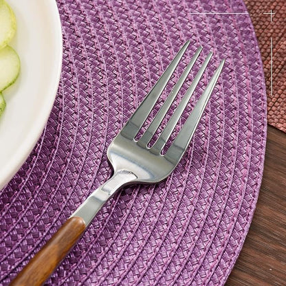 FunWheat Round Braided Placemats Set of 6 Table Mats - Image 5