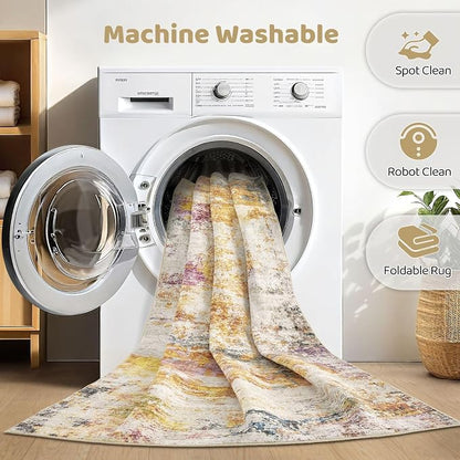 LOONGRUG 8X10 Area Rugs Living Room: Washable Large Abstract Soft Stain - Image 2