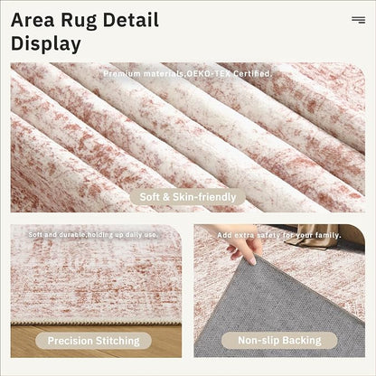 Soalmost 9x12 Area Rugs for Living Room, Non Slip Machine Washable Vintage Rugs - Image 5