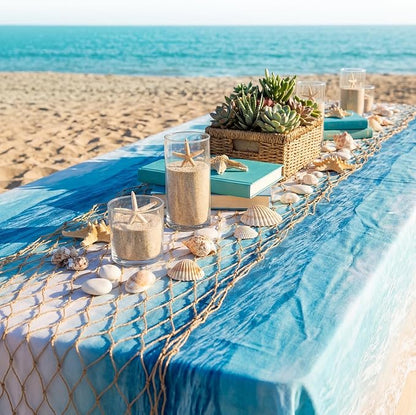 SATINIOR 24 Pcs 12 x 72'' Fishing Net Table Runner Party Decoration, Linen | - Image 4