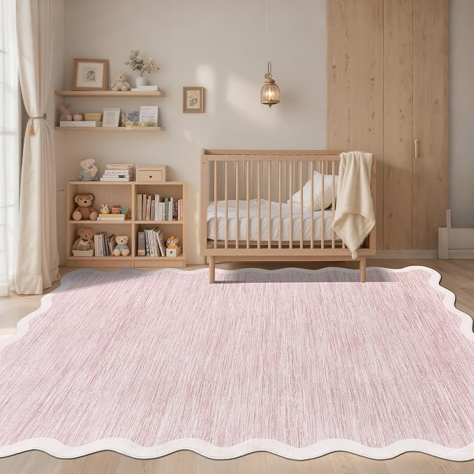 GarveeHome Scalloped Washable Area Rug 4x6 Small Entryway Rug Non Slip Modern - Image 2