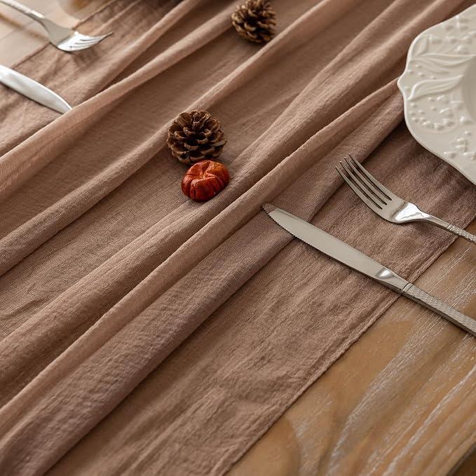 Nude Cheesecloth Table Runner 120 Inches - Image 3