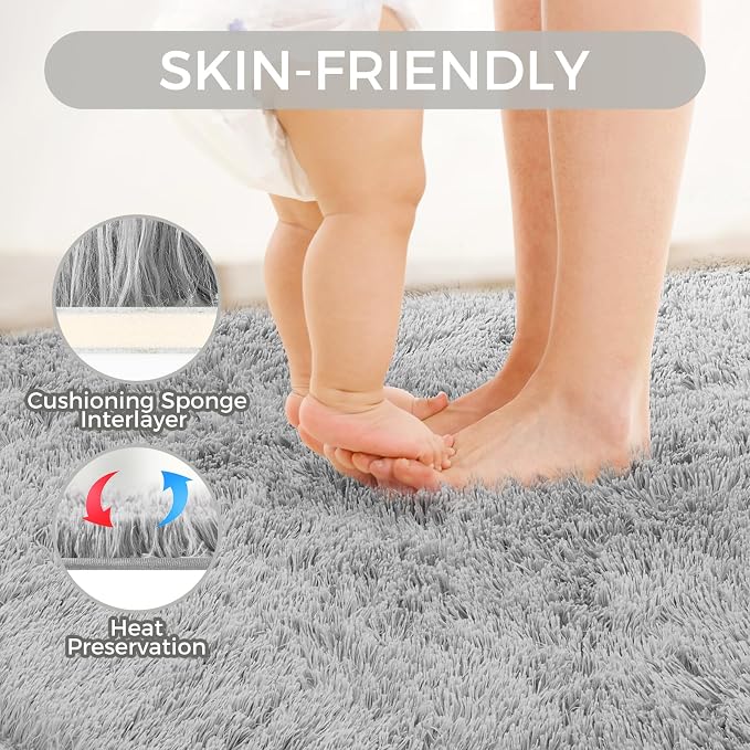 Ultra Soft Rug for Living Room, 4X6 Fluffy Shag Area Rug for Bedroom, Modern - Image 3